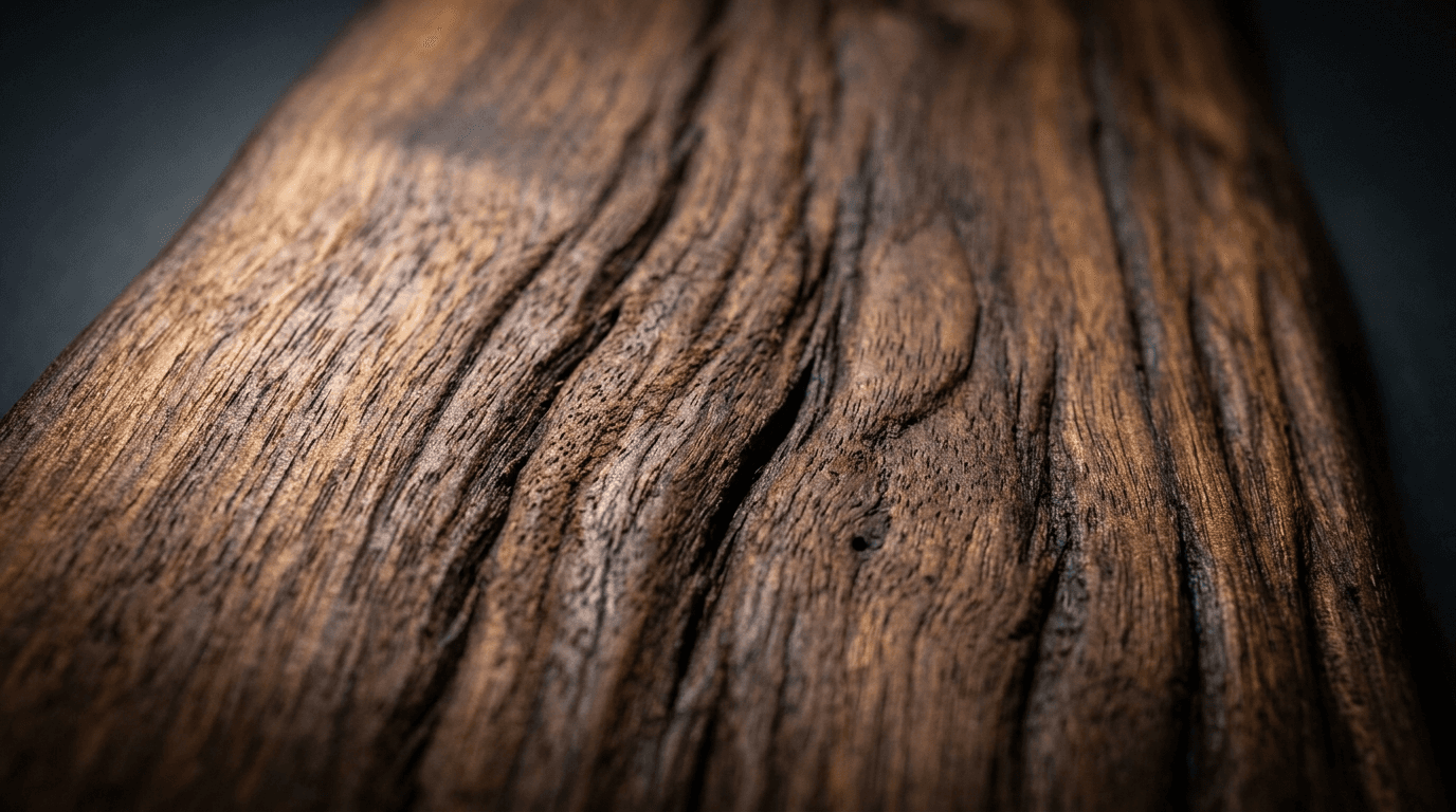 Walnut grain at macro — the material up close
