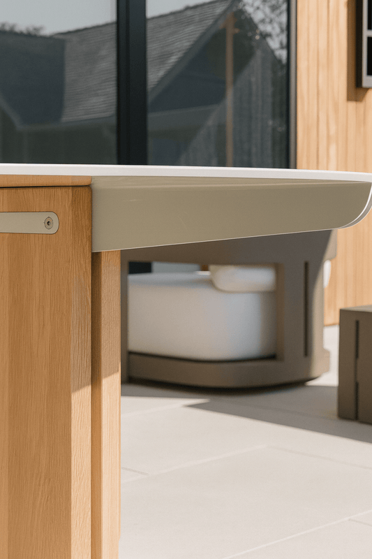 Modern Outdoor Living in Westhampton — Custom White Oak Table - Formhaus