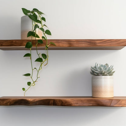 Live Edge Walnut Floating Shelves - Formhaus