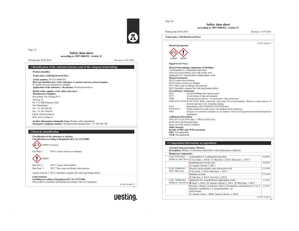 MSDS — clear — first page